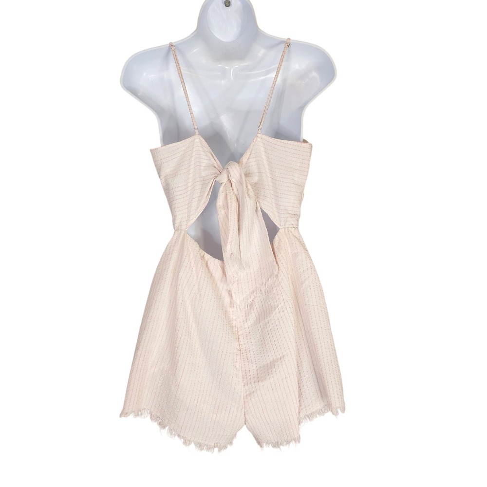 COTTON CANDY LA Size Large Preppy Playful Stephanie Pink Striped Tie Back Romper